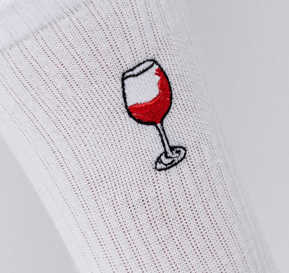 Glaserl Rotwein | Bestickte Bio Baumwoll Socken