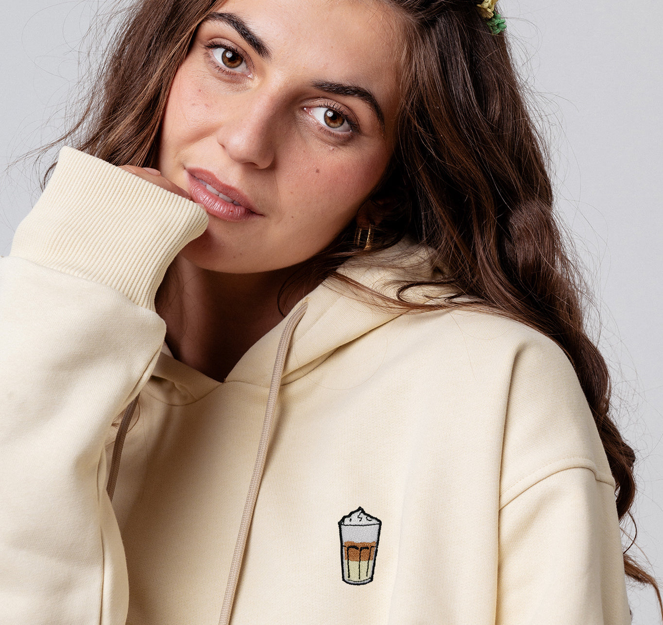 Latte Macchiato| Bestickter Organic Bio Baumwoll Unisex Hoodie