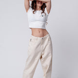 Pfirsich Eistee | Besticktes Bio Baumwoll Cropped T-Shirt
