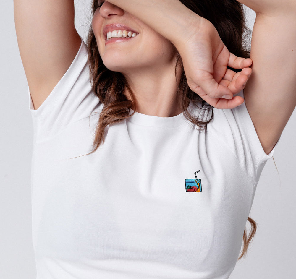 Pfirsich Eistee | Besticktes Bio Baumwoll Cropped T-Shirt