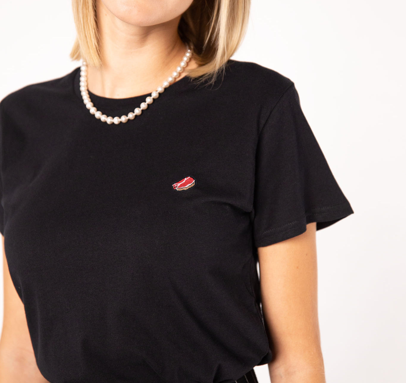 Steak | Besticktes Bio Baumwoll Frauen T-Shirt