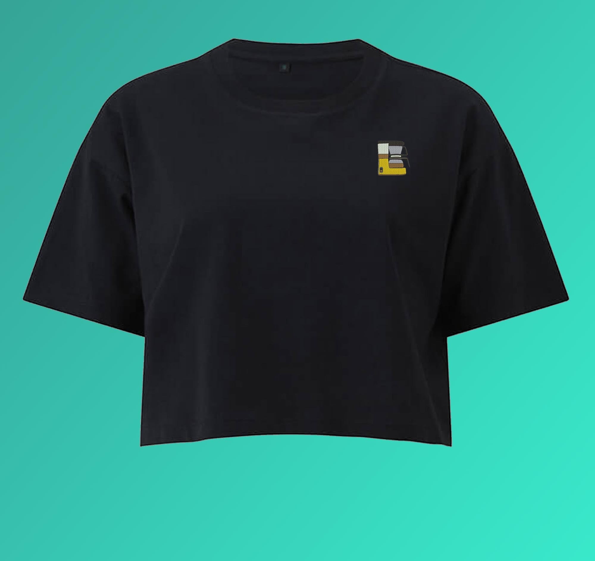 Filterkaffeemaschine | Besticktes Bio Baumwoll Cropped T-Shirt