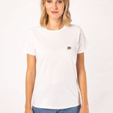 Flat White | Besticktes Bio Baumwoll Frauen T-Shirt