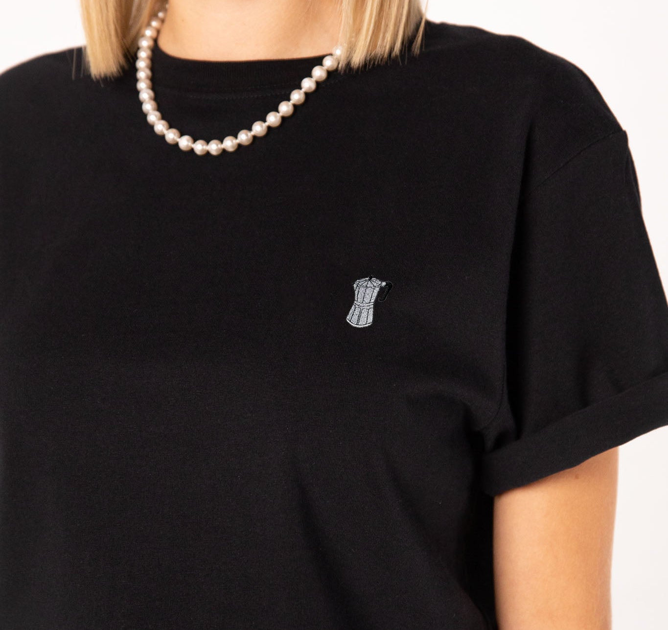 Espressokocher | Besticktes Bio-Baumwoll Frauen T-Shirt