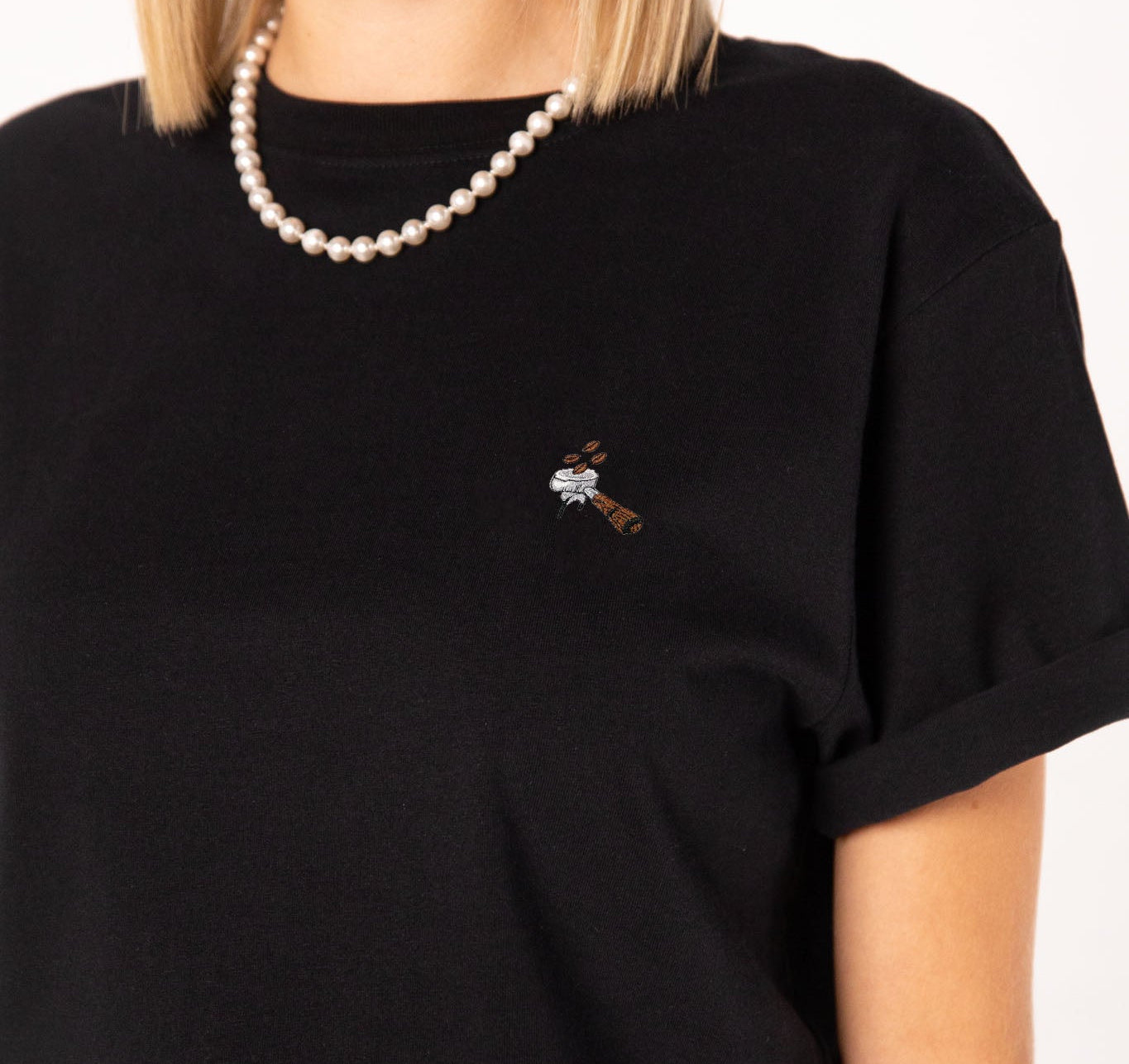 Siebträger Beans | Besticktes Bio Baumwoll Frauen T-Shirt