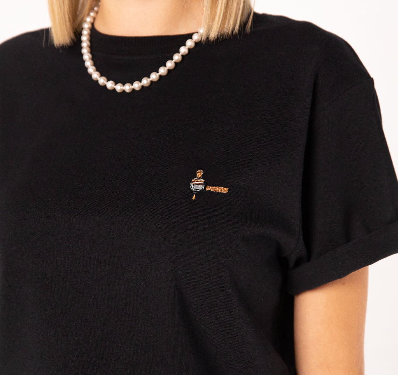 Siebträger & Tamper | Besticktes Bio Baumwoll Frauen T-Shirt