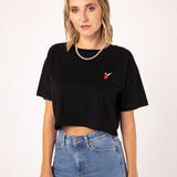Beerpong Randtreffer | Besticktes Bio Baumwoll Cropped T-Shirt