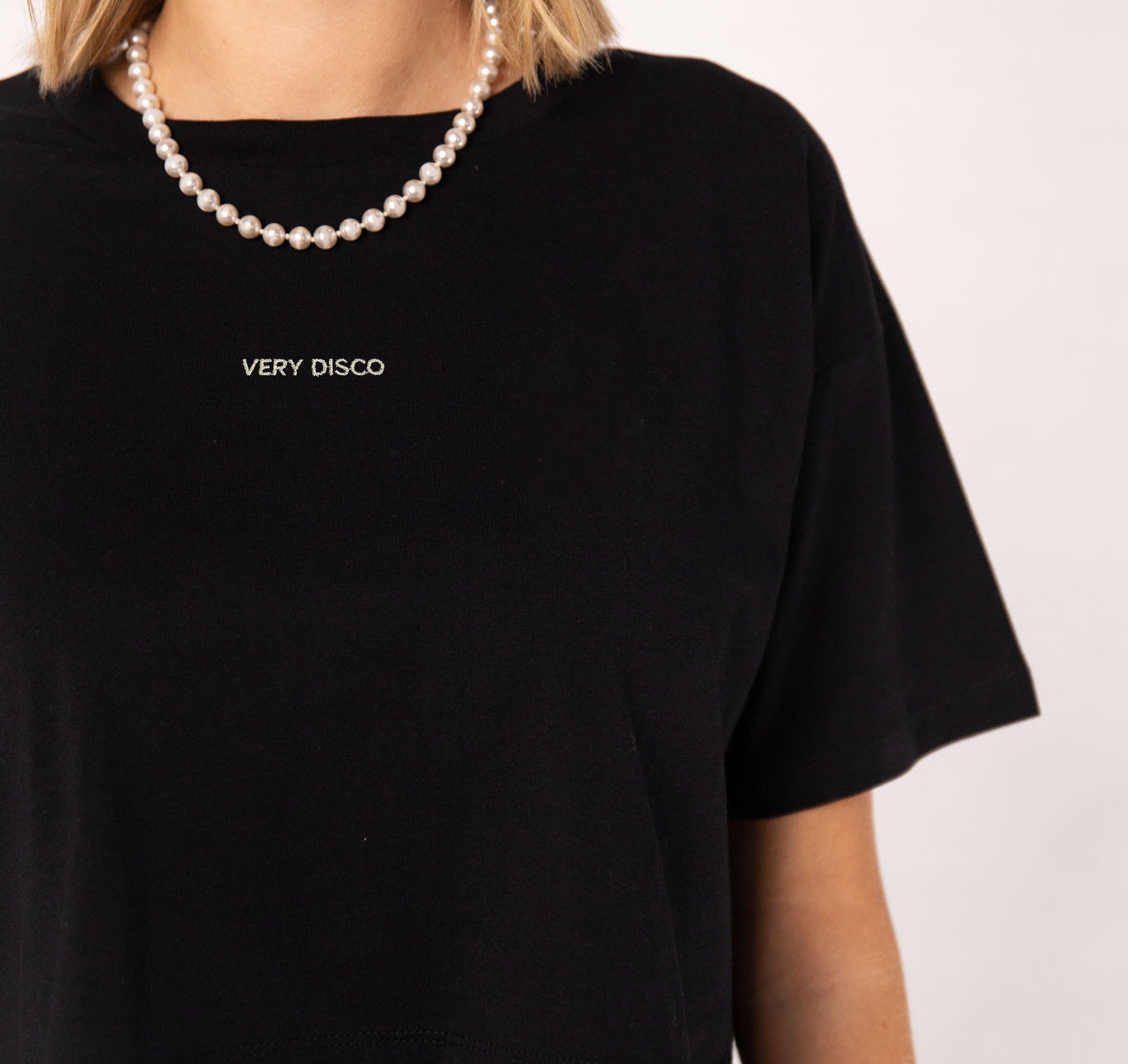 Very Disco | Besticktes Bio Baumwoll Cropped T-Shirt