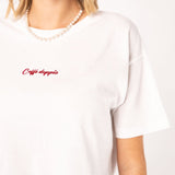 Caffé doppio | Besticktes Bio Baumwoll Cropped T-Shirt