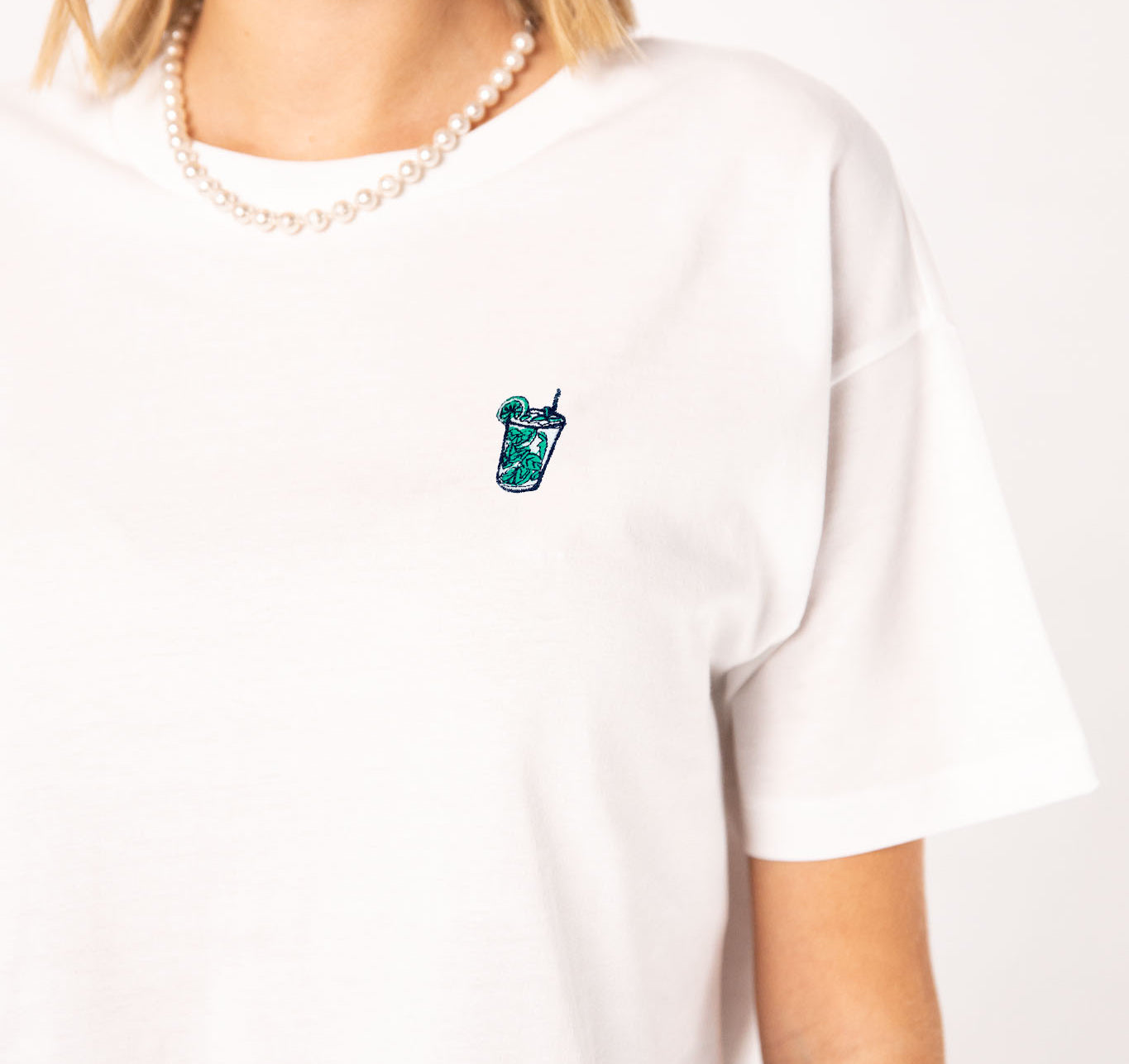 Mojito | Besticktes Bio Baumwoll Cropped T-Shirt