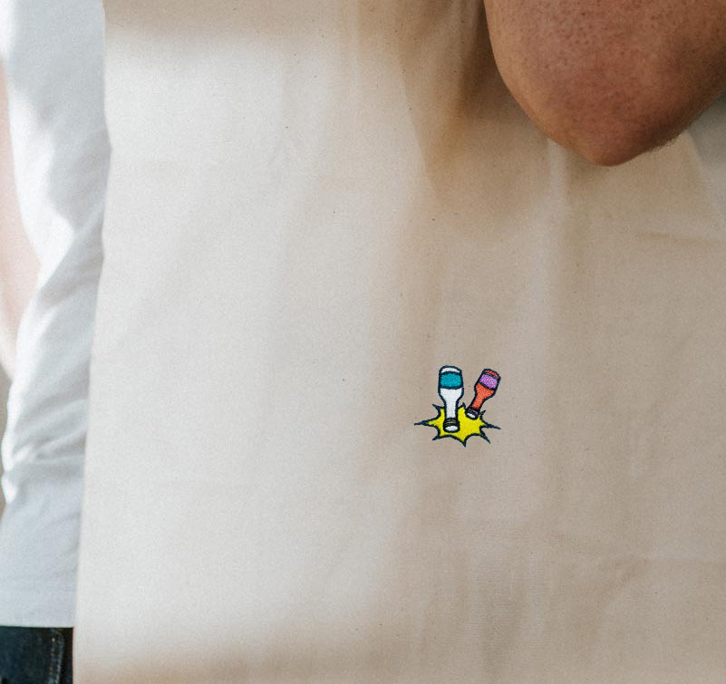 Kleiner Klopfer | Bestickte Bio Baumwoll Tasche