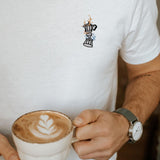 Espressokocher Boom | Besticktes Organic Bio Baumwoll Unisex T-Shirt