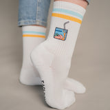 Pfirsich Eistee | Bestickte Bio Baumwoll Socken