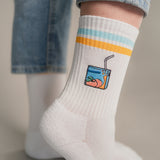 Pfirsich Eistee | Bestickte Bio Baumwoll Socken