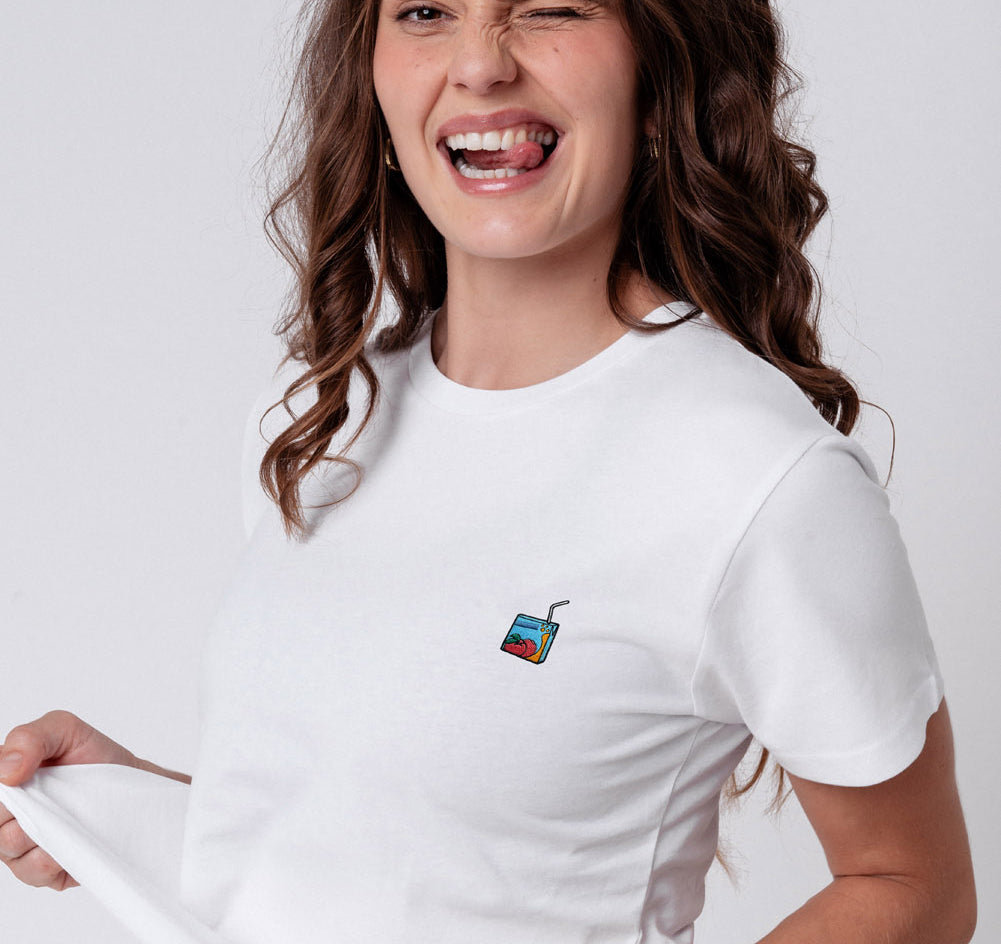 Pfirsich Eistee | Besticktes Frauen Bio Baumwoll T-Shirt