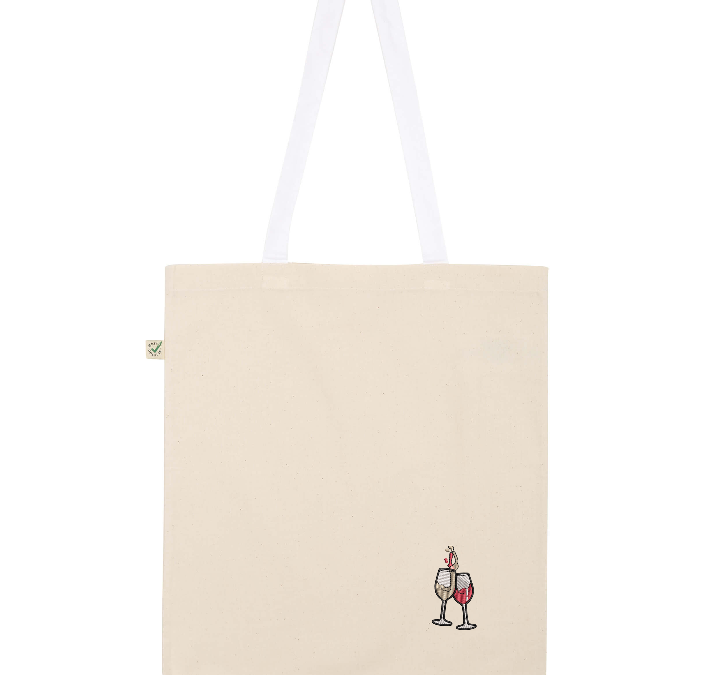 Wein Duett | Bestickte Bio Baumwoll Tasche