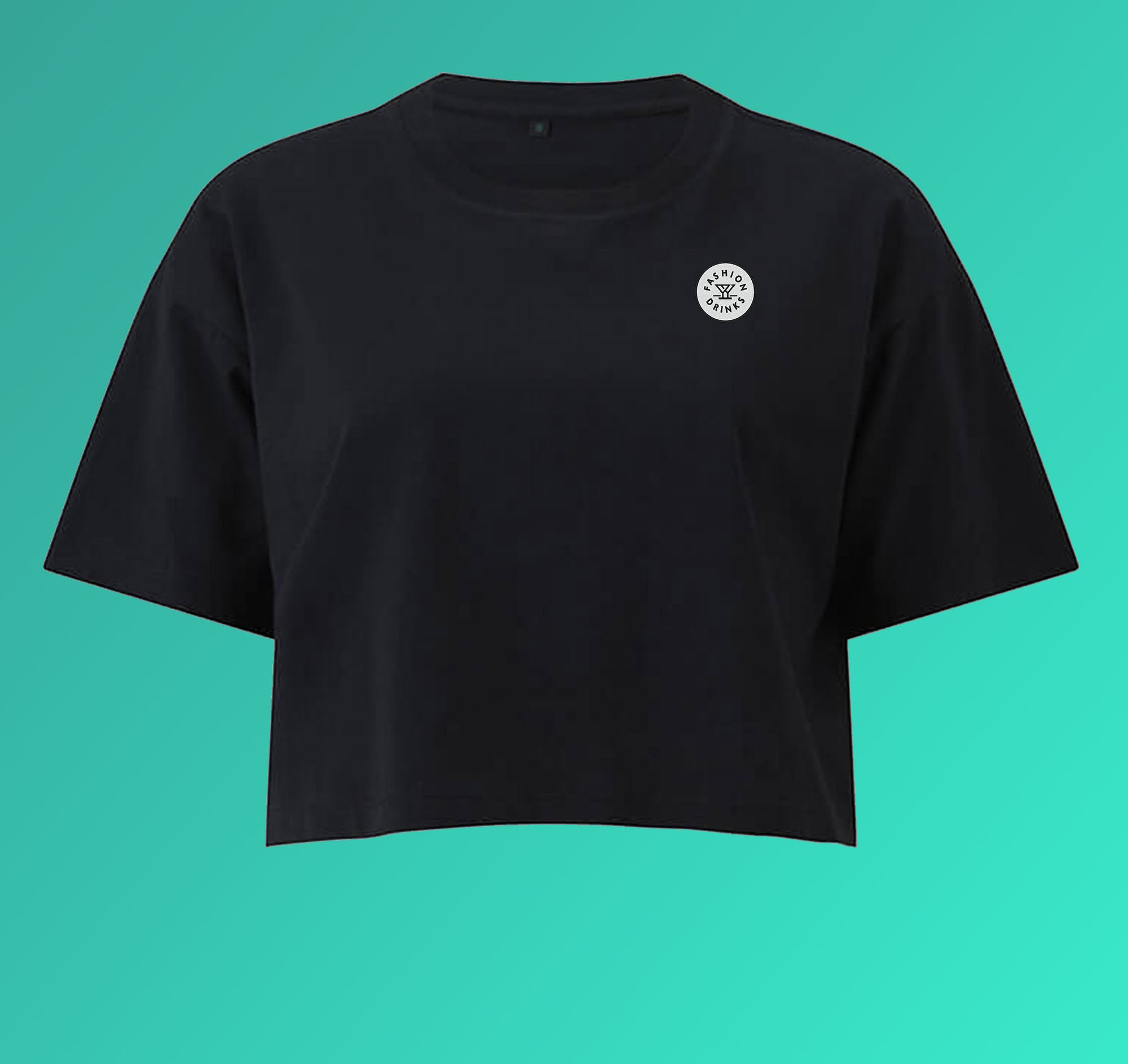 Fashion Drinks | Besticktes Bio Baumwoll Cropped T-Shirt