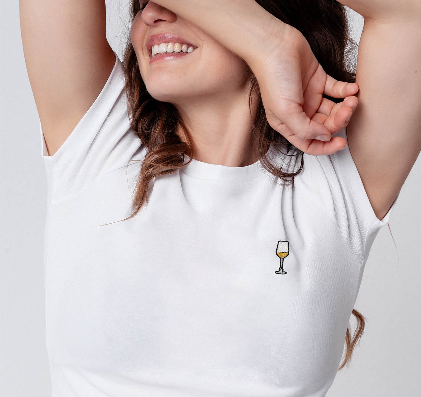 Weißwein | Besticktes Bio Baumwoll Cropped T-Shirt