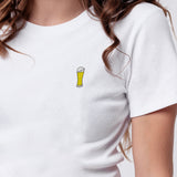 Weißbier | Besticktes Bio Baumwoll Cropped T-Shirt