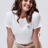 Due Caffé | Besticktes Bio Baumwoll Cropped T-Shirt
