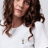 Weißwein | Besticktes Bio Baumwoll Cropped T-Shirt