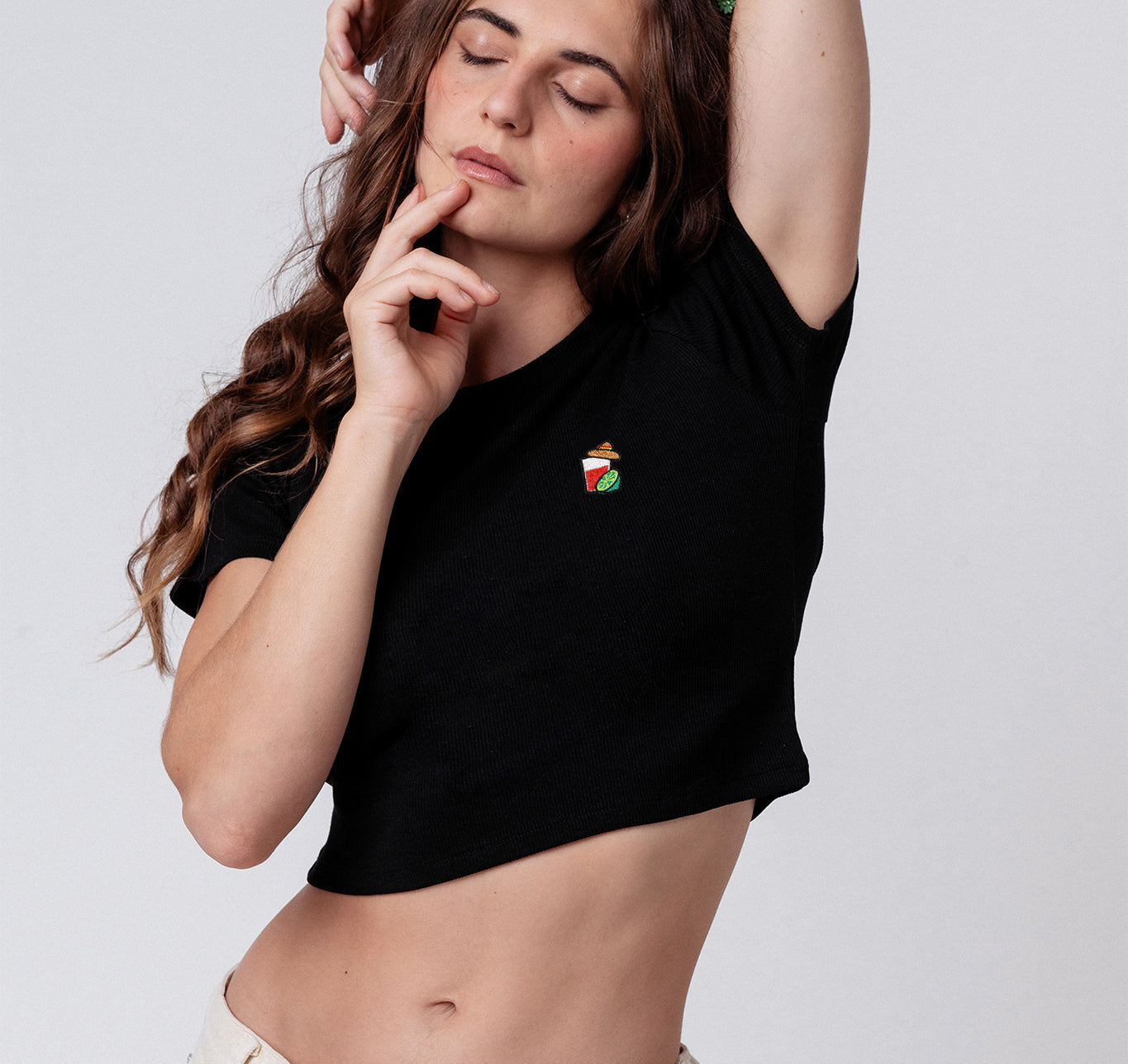 Mexikaner | Besticktes Bio Baumwoll Cropped T-Shirt