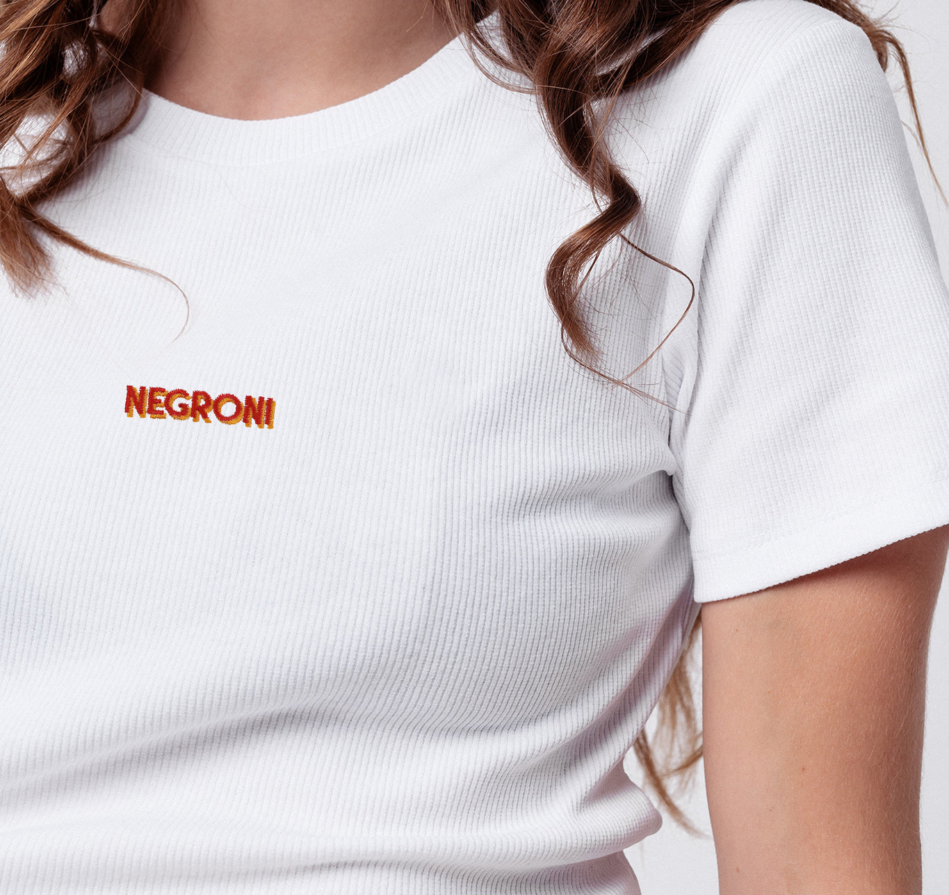 Negroni Signature | Besticktes Bio Baumwoll Cropped T-Shirt
