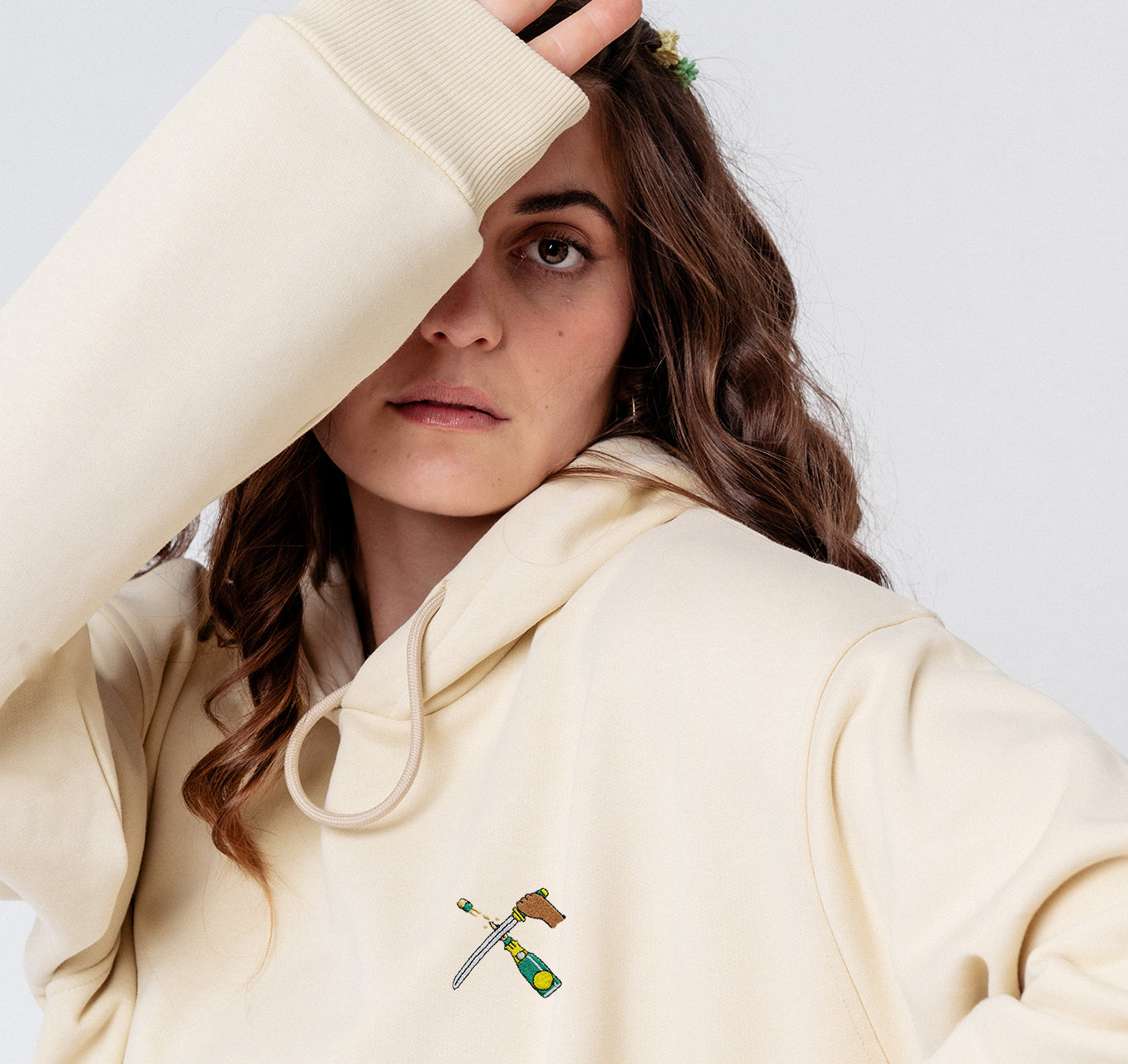 Champagnersäbel | Bestickter Bio-Baumwoll Frauen Hoodie