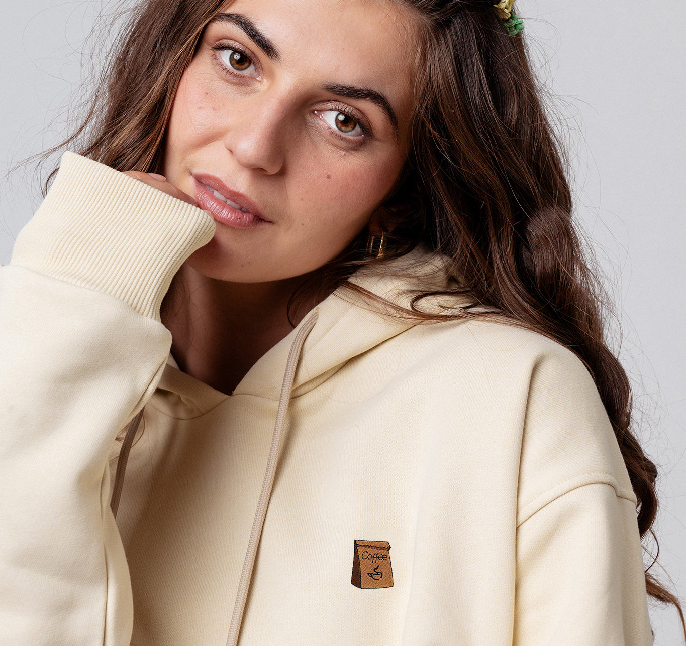 Coffee Bag | Bestickter Bio Baumwoll Frauen Hoodie