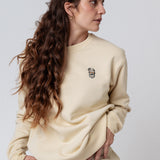 Kaffee Hipster | Bestickter Bio-Baumwoll Unisex Pullover