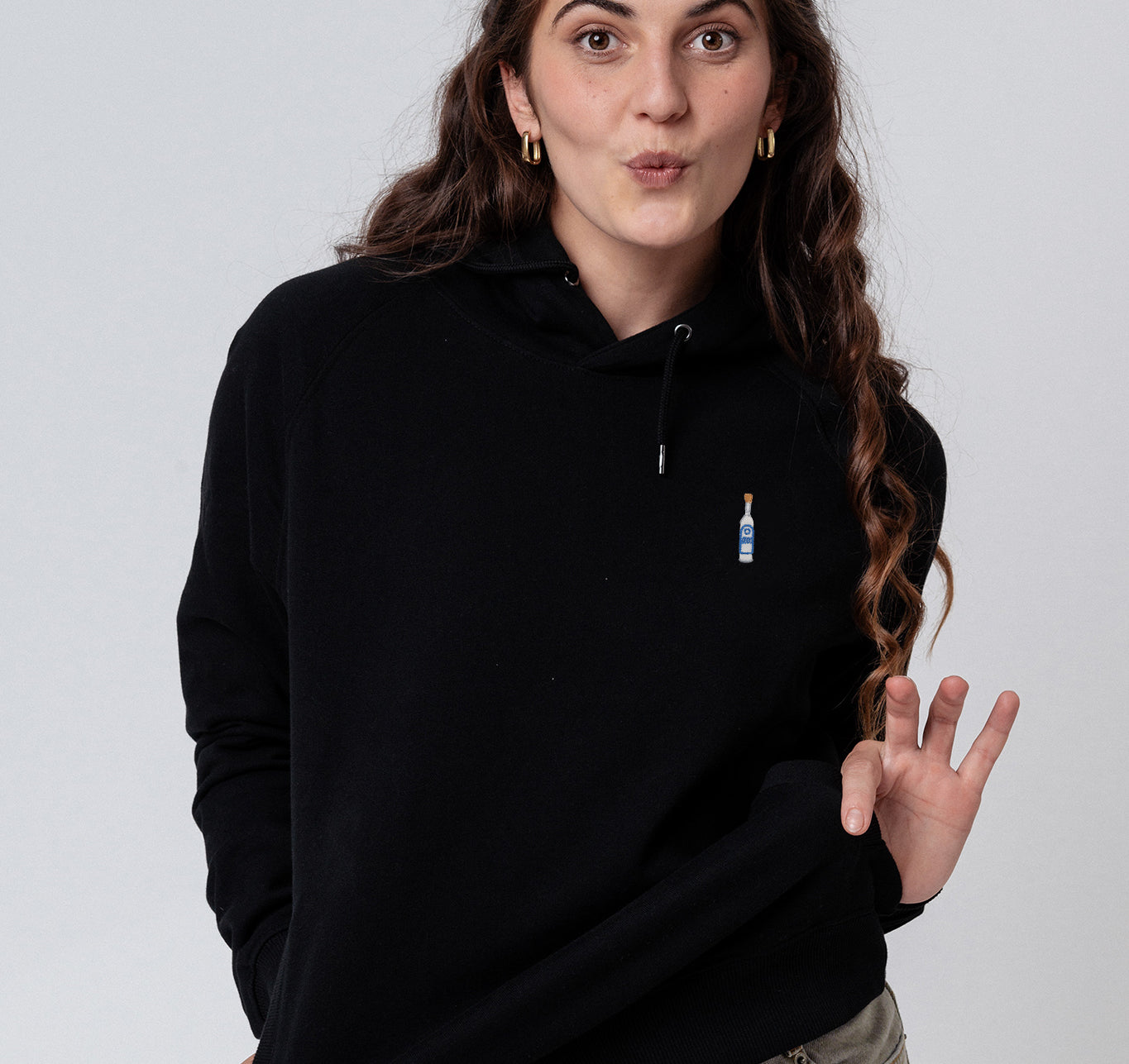 Ouzo | Bestickter Bio-Baumwoll Frauen Hoodie