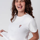 Glaserl Rotwein | Besticktes Frauen Bio Baumwoll T-Shirt