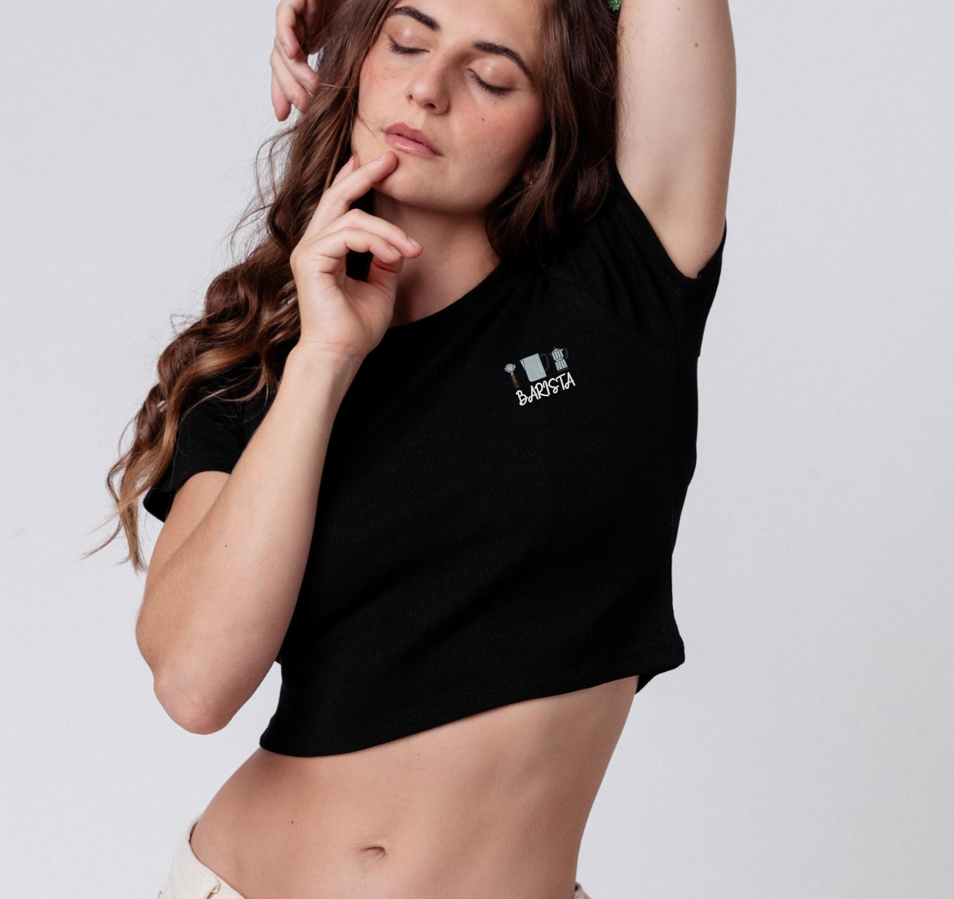 Barista Set | Besticktes Bio Baumwoll Cropped T-Shirt