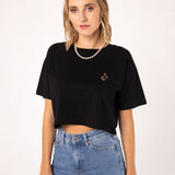 Coffee Beans | Besticktes Bio Baumwoll Cropped T-Shirt