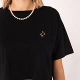 Coffee Beans | Besticktes Bio Baumwoll Cropped T-Shirt