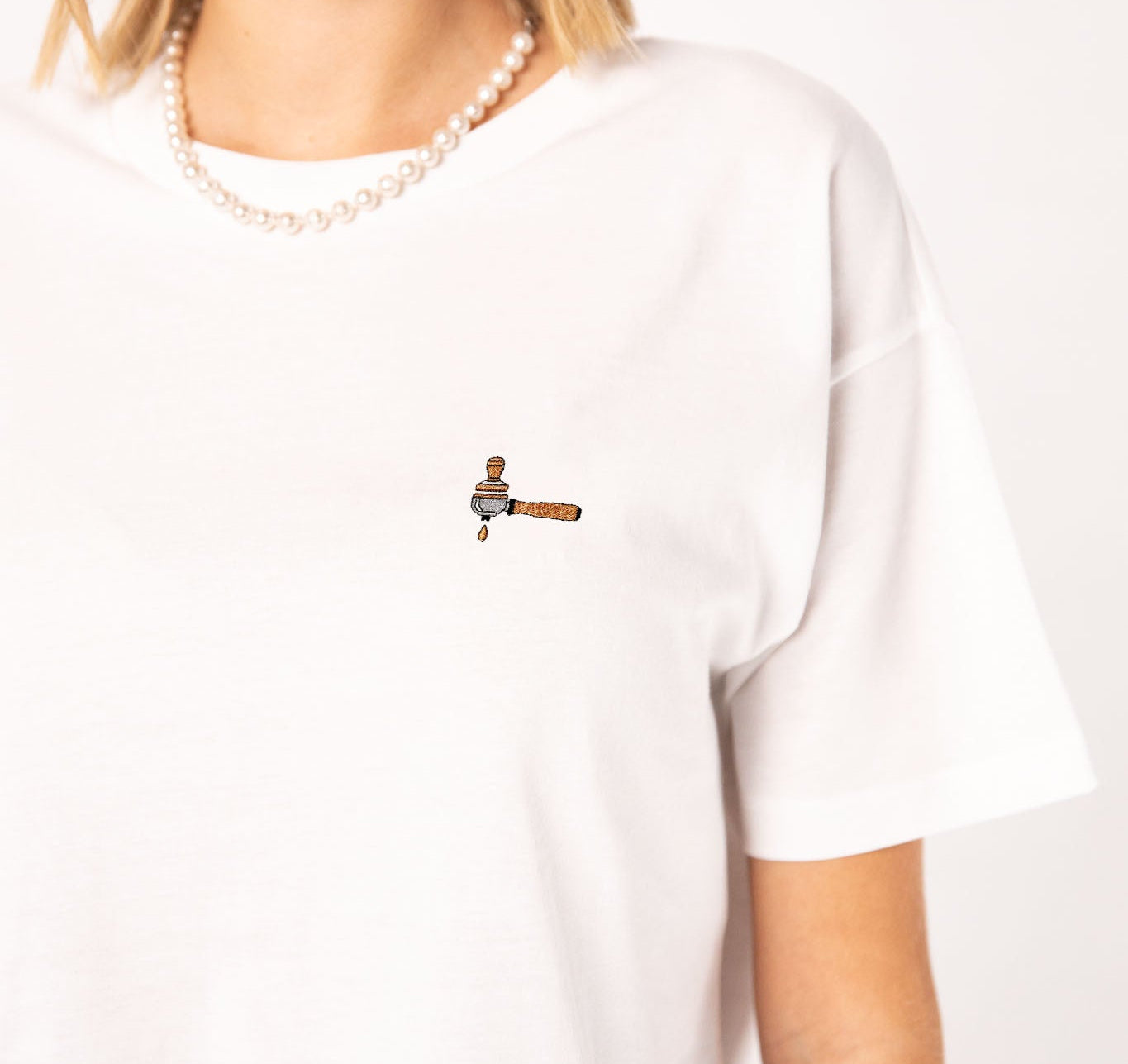 Siebträger & Tamper | Besticktes Bio Baumwoll Cropped T-Shirt