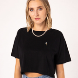 Eis | Besticktes Bio Baumwoll Cropped T-Shirt