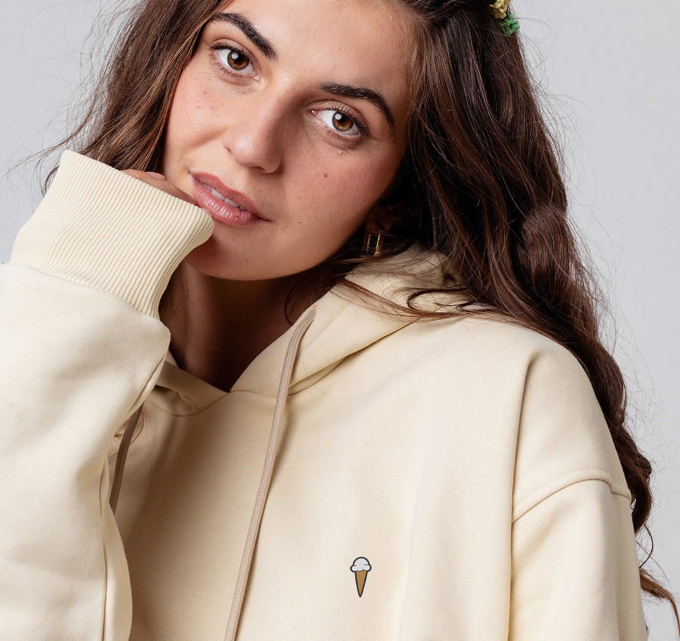 Eis |  Bestickter Bio Baumwoll Unisex Hoodie