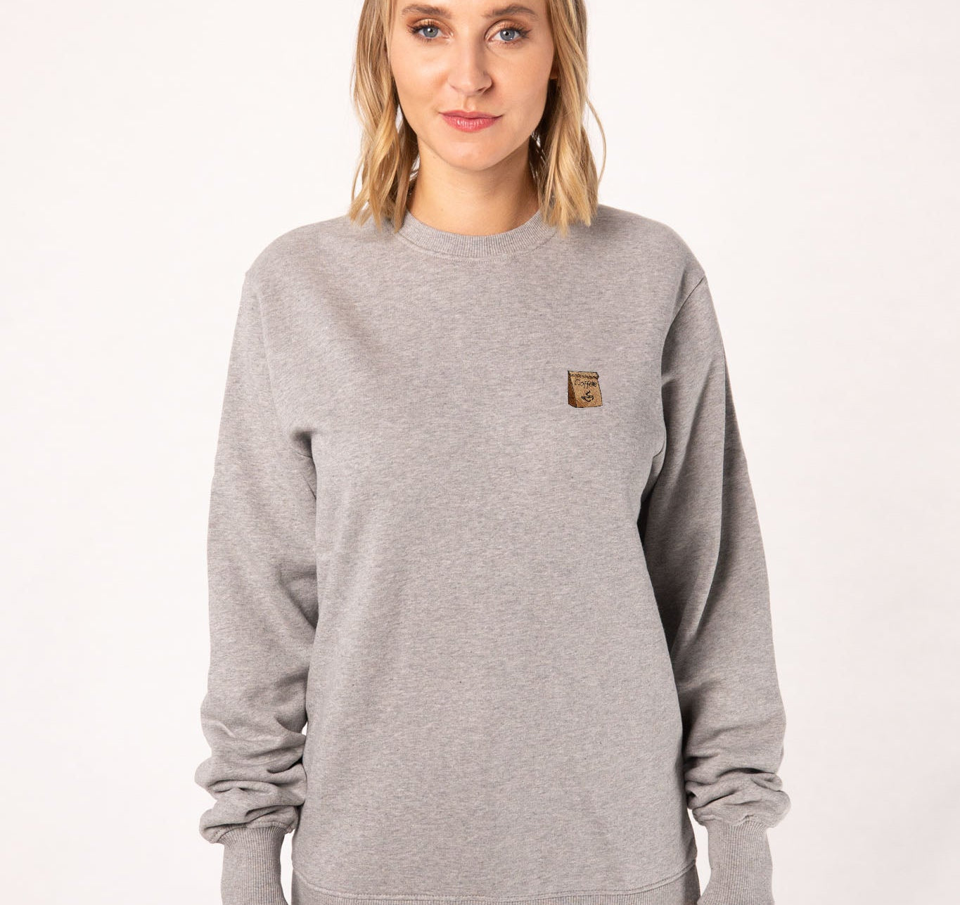 Coffee Bag | Bestickter Bio-Baumwoll Frauen Pullover