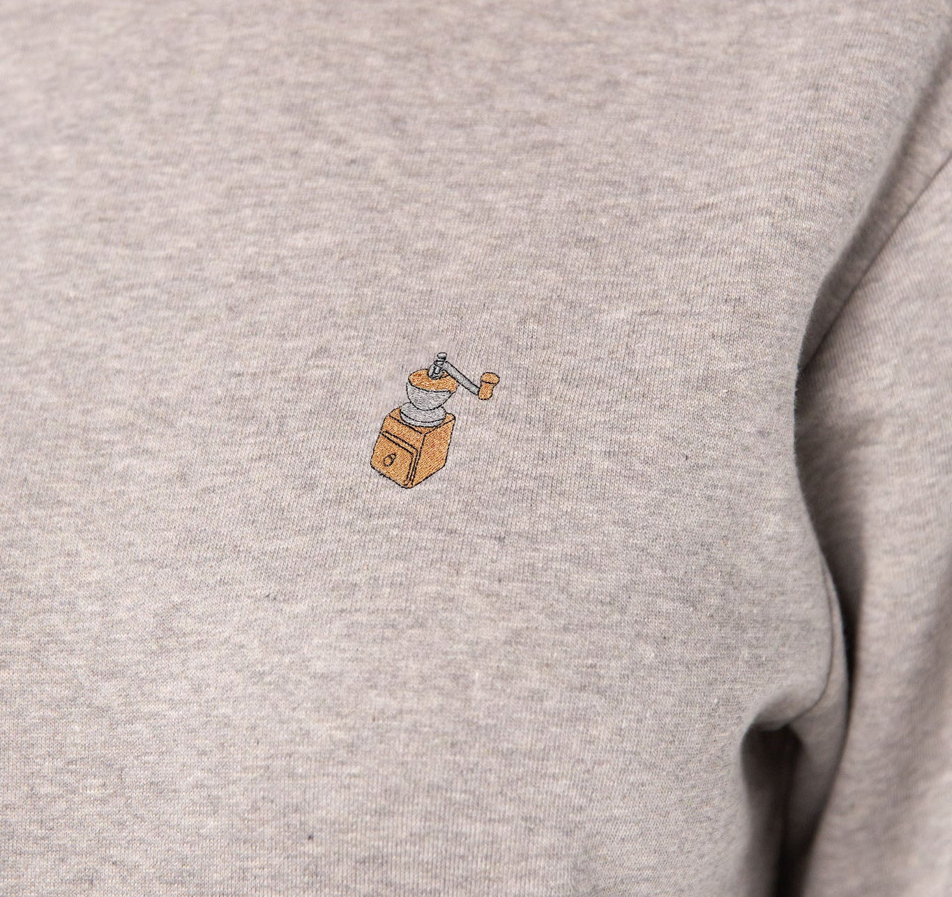 Kaffeemühle | Bestickter Bio-Baumwoll Frauen Pullover