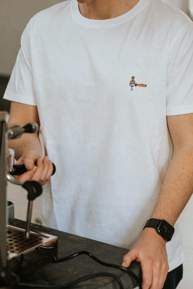 Siebträger & Tamper | Besticktes Bio Baumwoll Unisex T-Shirt