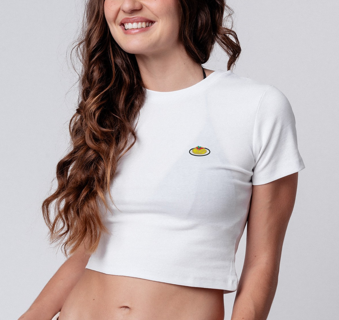 Pasta | Besticktes Bio Baumwoll Cropped T-Shirt
