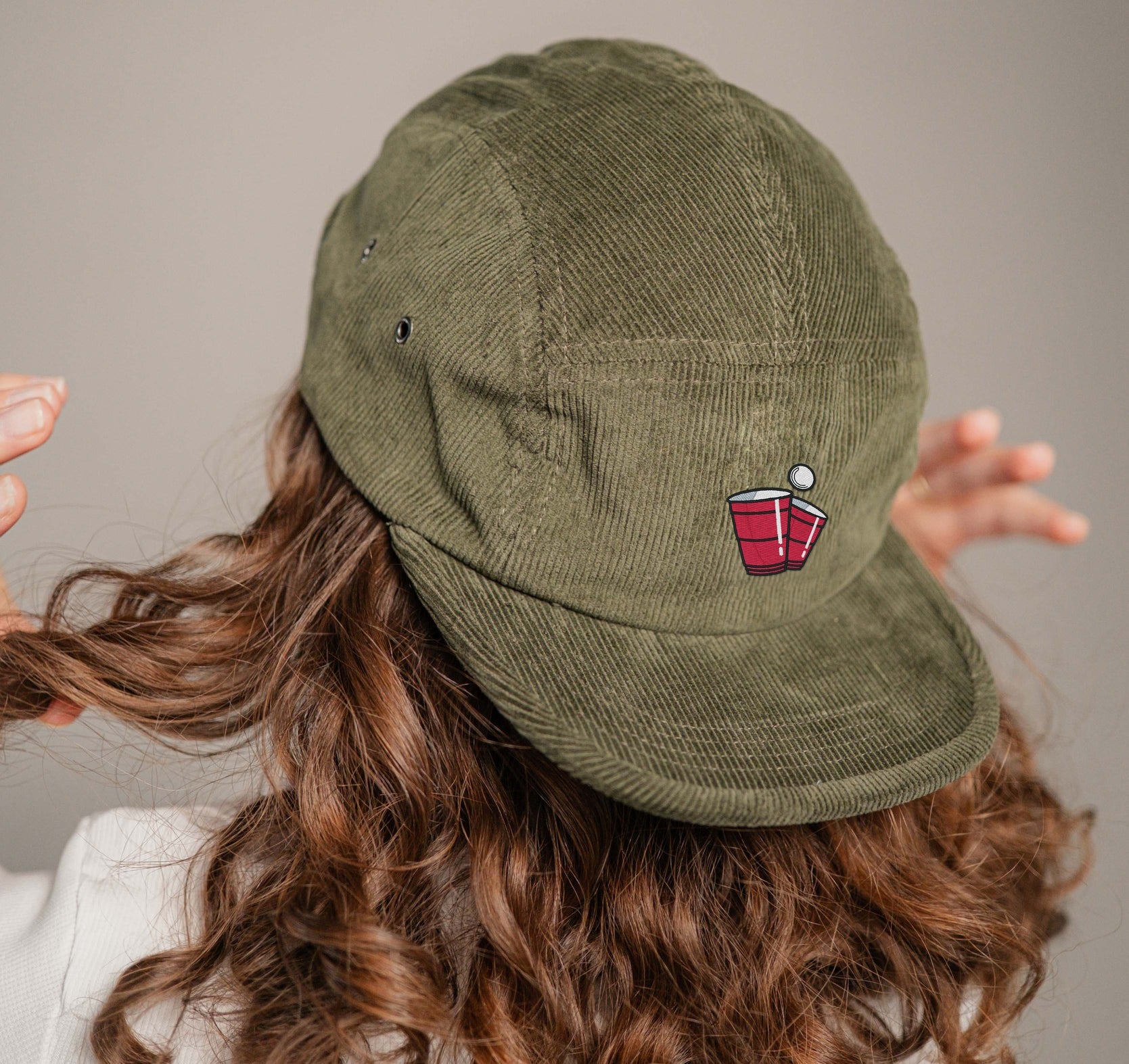 Beerpong Camper-Cap dunkelgrun Cord Camper Cap