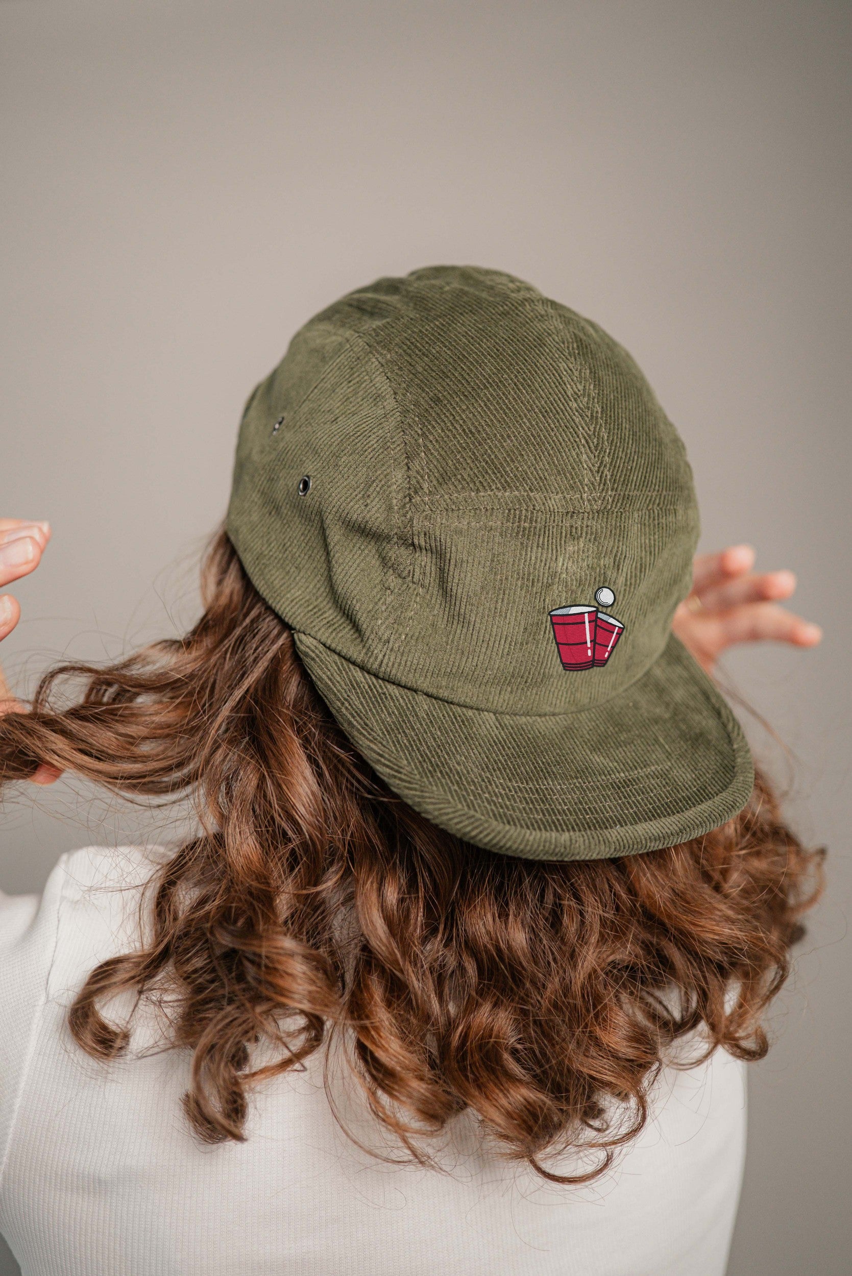 Beerpong Camper-Cap dunkelgrun Cord Camper Cap