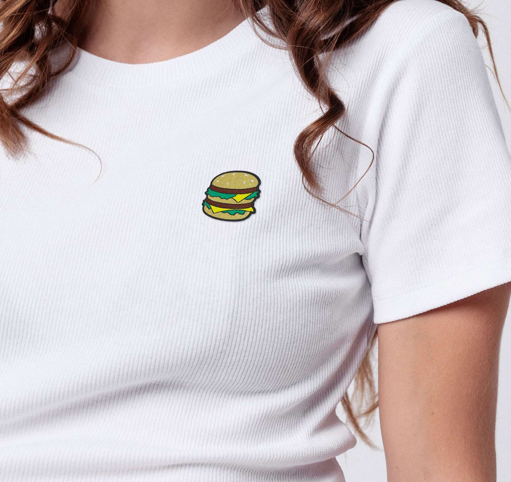 BigBurger | Besticktes Bio Baumwoll Cropped T-Shirt