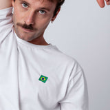 Brasilien | Minimal Flag – Besticktes Bio-Baumwoll Fan Shirt