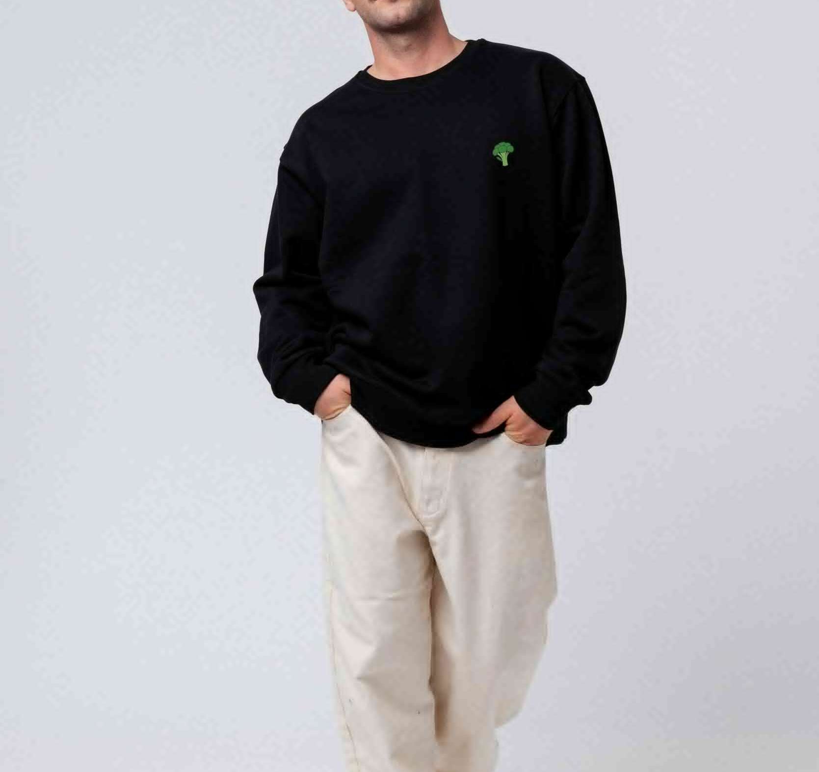 Brokkoli Pullover schwarz