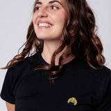 Crossaint | Besticktes Bio Baumwoll Frauen T-Shirt