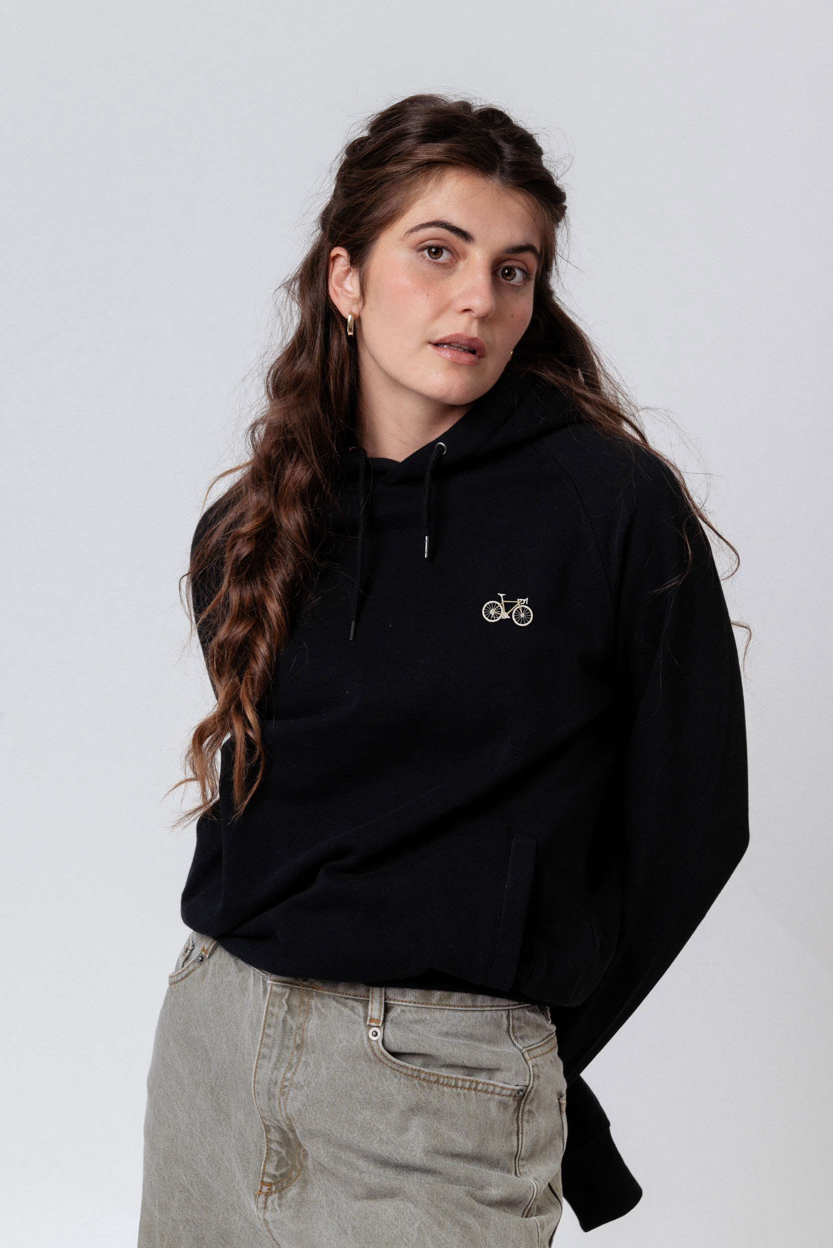 Gravelbike Beige | Bestickter Bio Baumwoll Unisex Hoodie