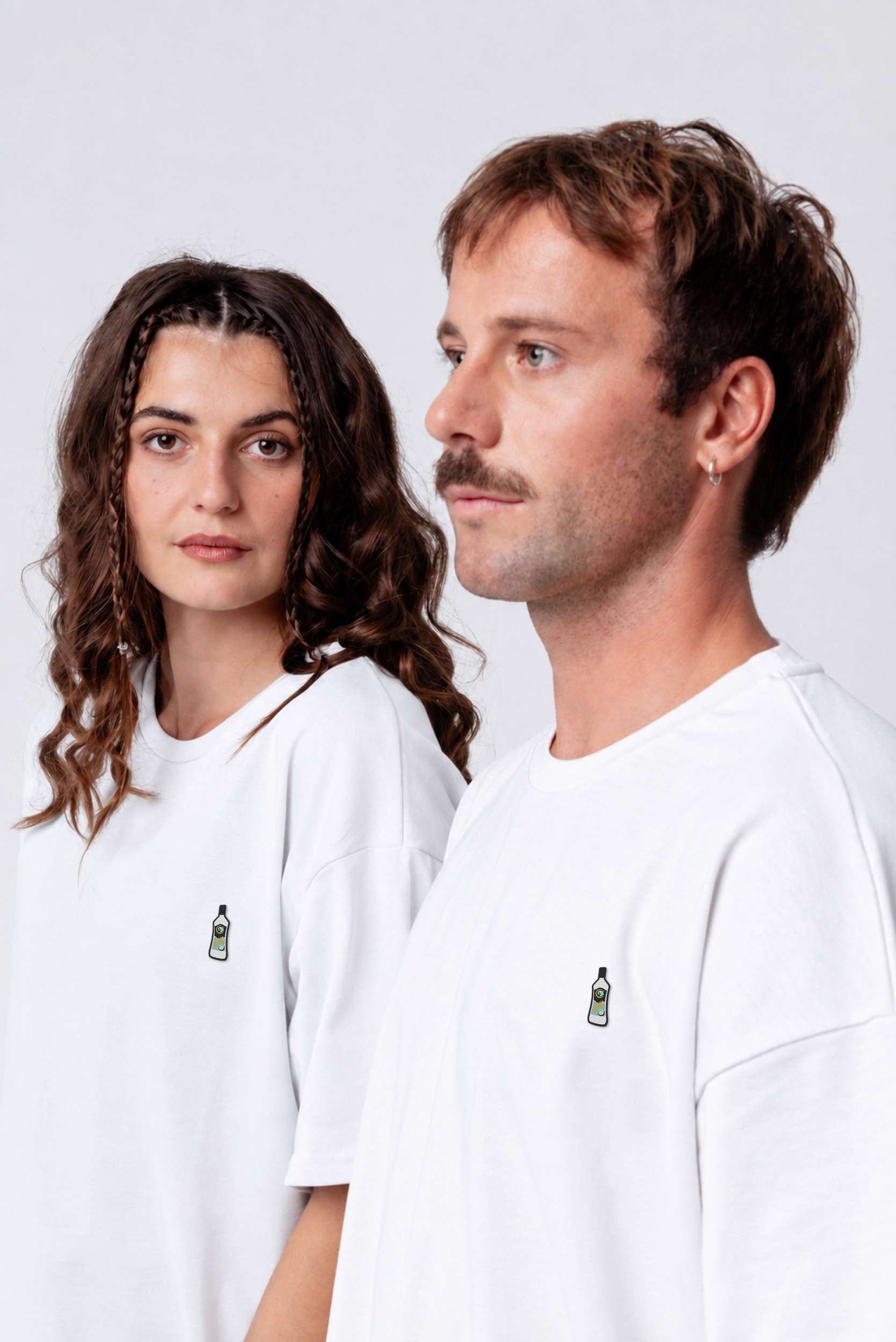 Besticktes Oversized T-Shirt Weiß